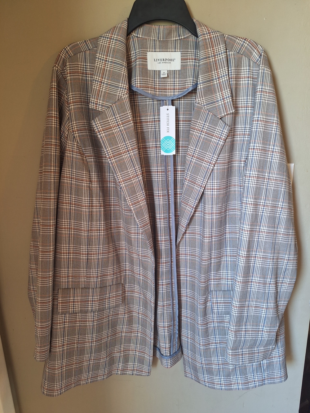 NWT Liverpool Neutral Plaid Blazer 3X